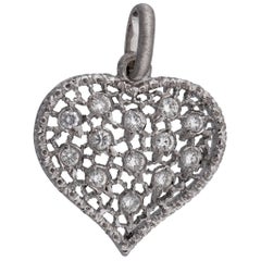 Mario Buccellati 18 Karat White Gold Diamond Heart Shaped Pendant