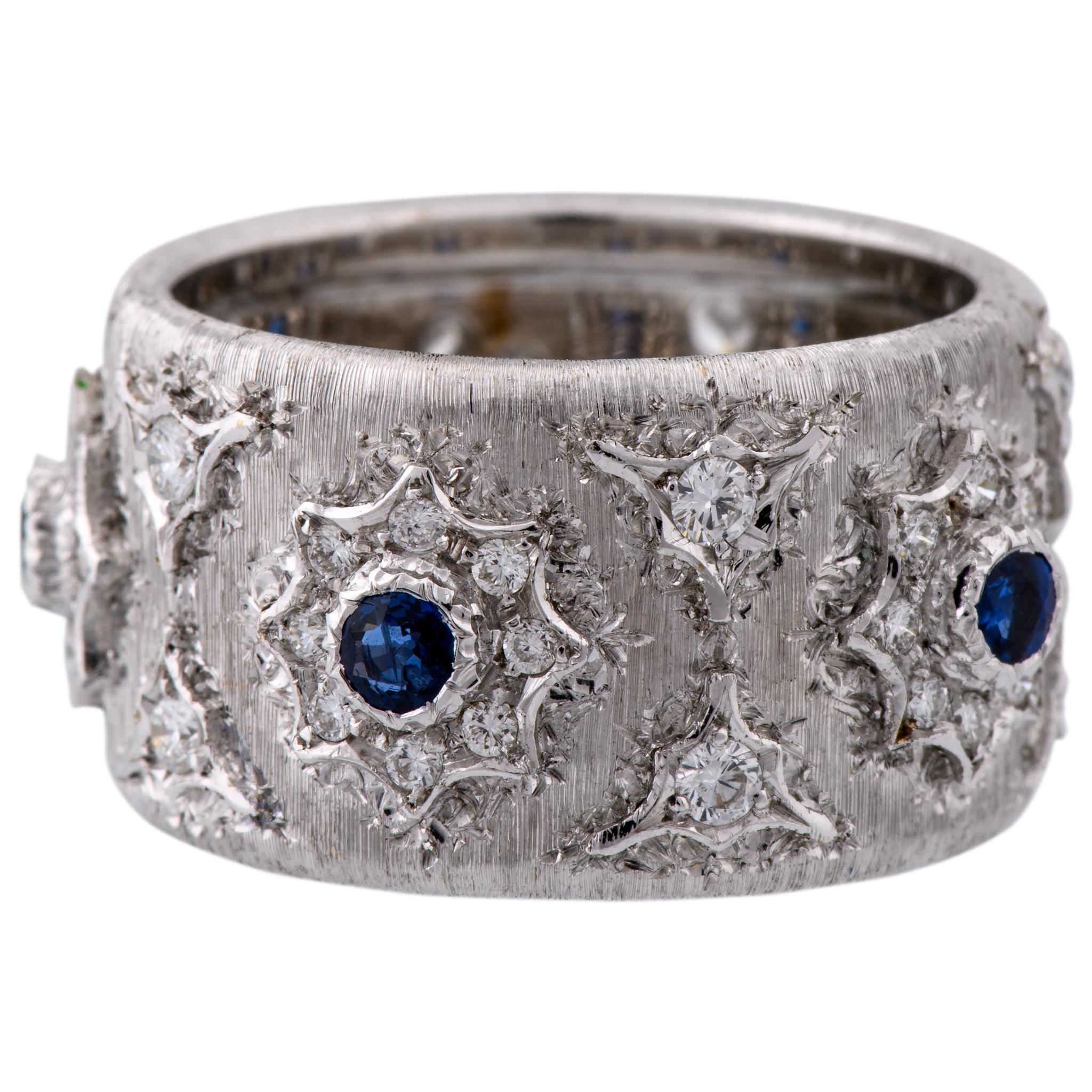 Mario Buccellati 18 Karat White Gold Sapphire Ring