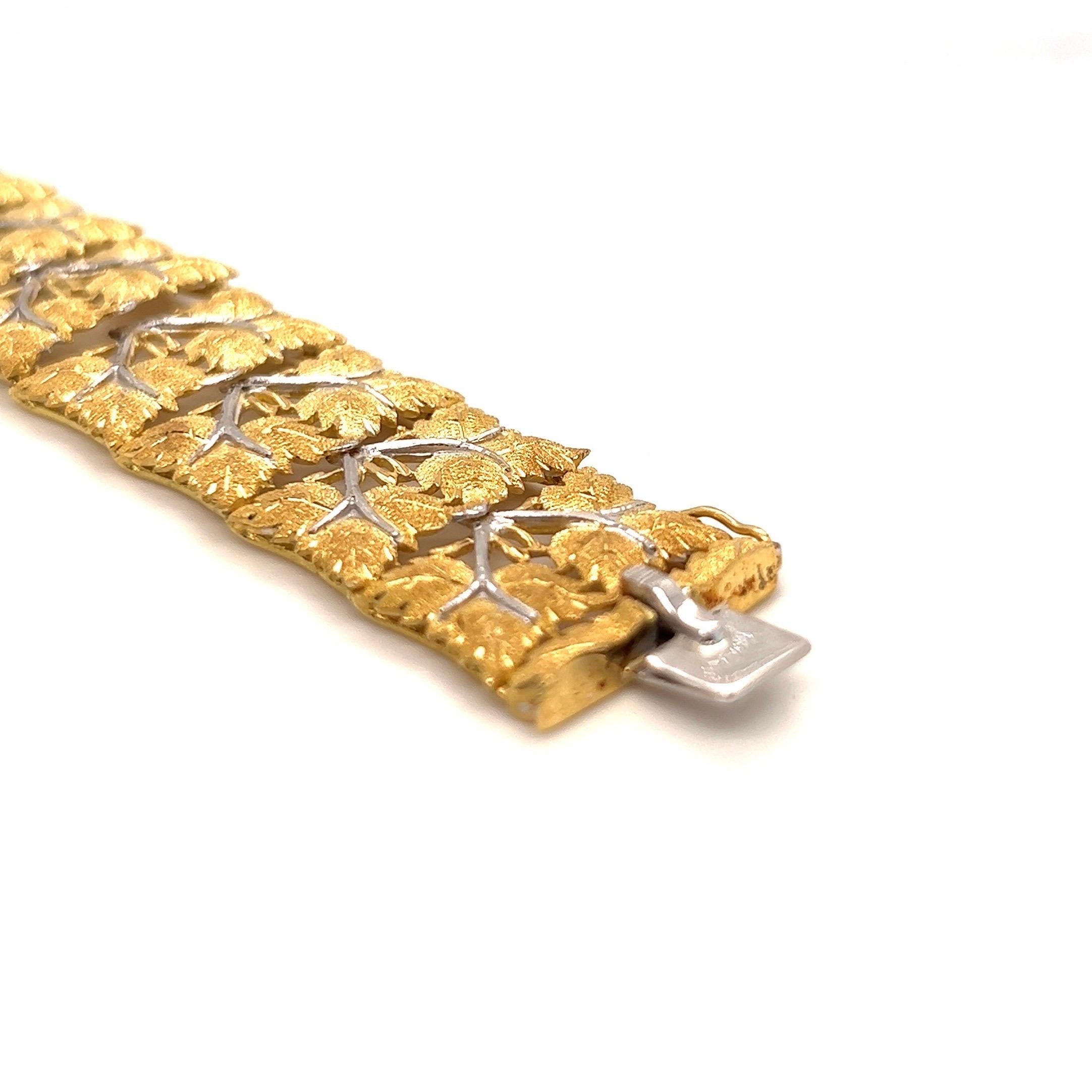 Bracelet en or jaune et blanc 18 carats de Mario Buccellati, années 1950 Bon état - En vente à Zurich, CH