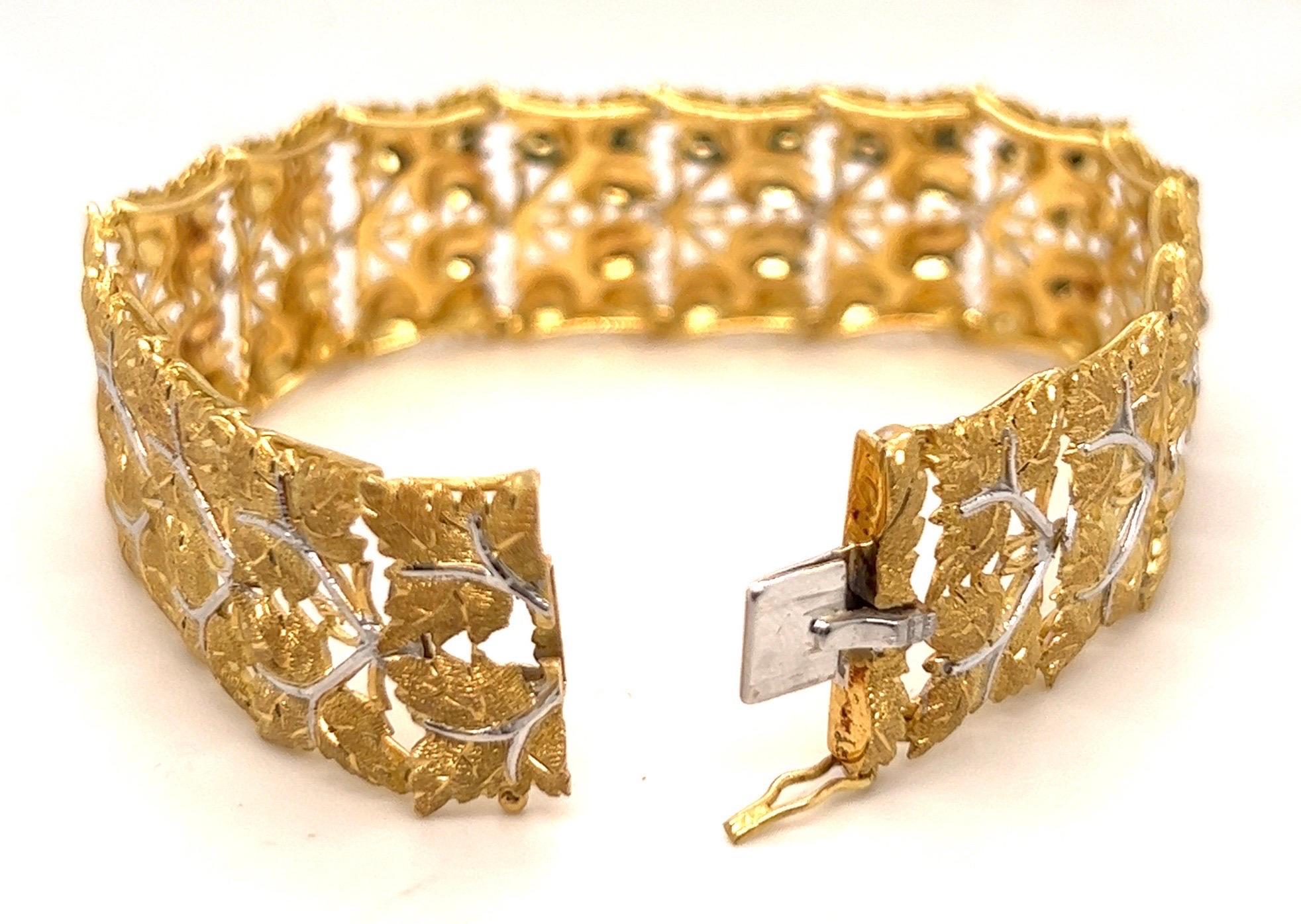 Bracelet en or jaune et blanc 18 carats de Mario Buccellati, années 1950 Unisexe en vente
