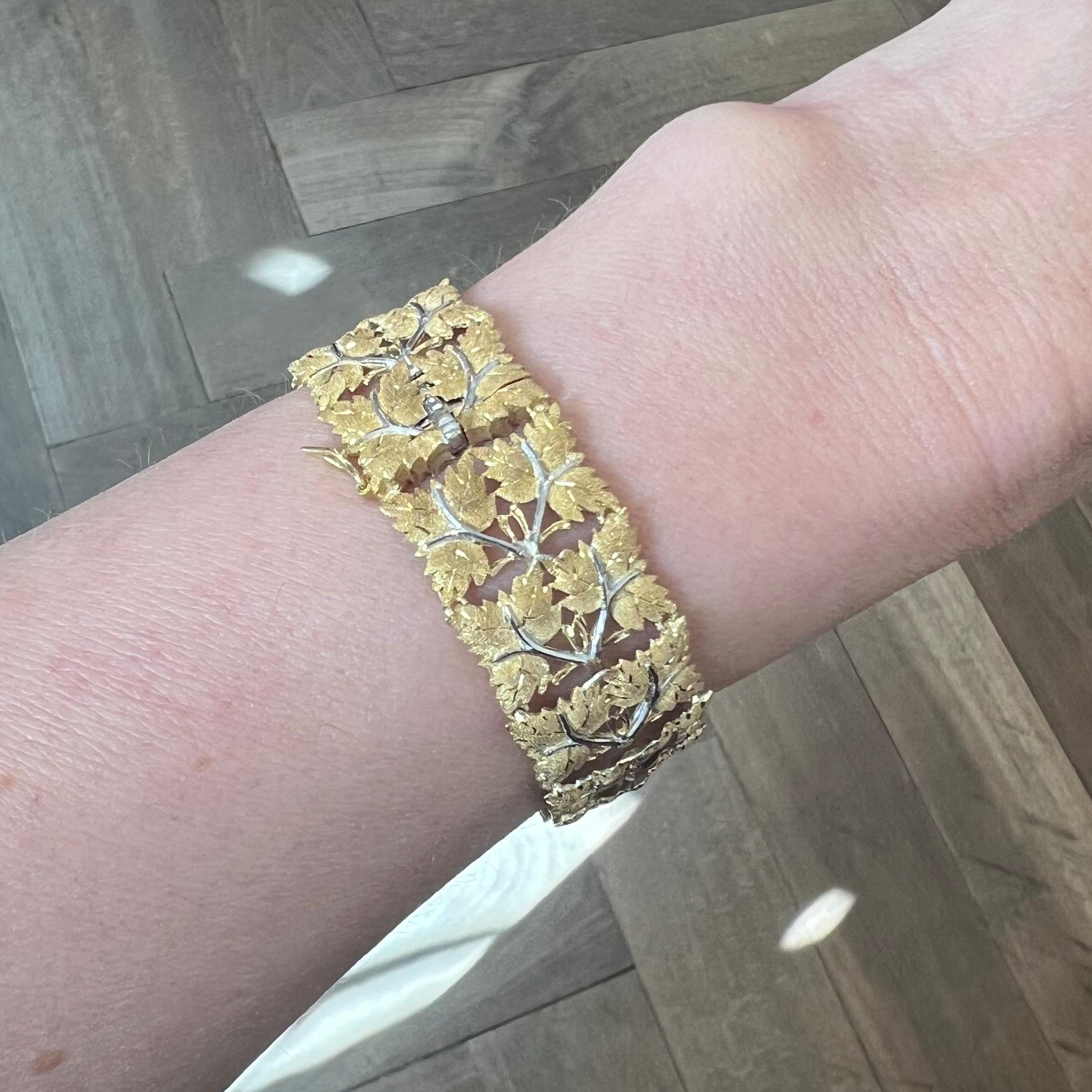 Mario Buccellati 18 Karat Yellow and White Gold Bracelet, 1950s In Good Condition For Sale In Zurich, CH