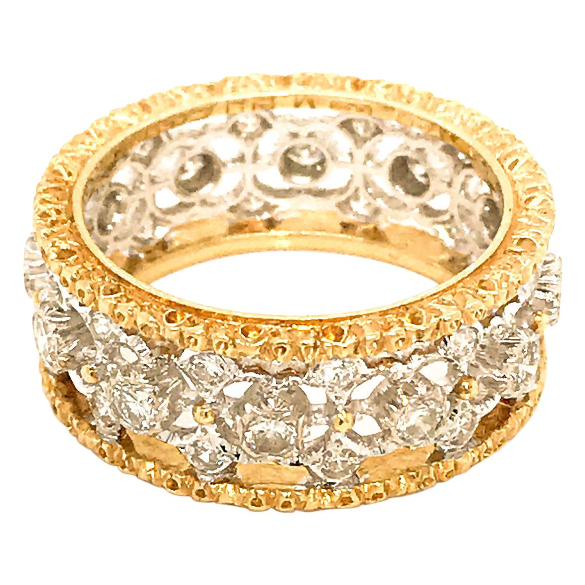 Mario Buccellati 18 Karat Yellow and White Gold Diamond Ring