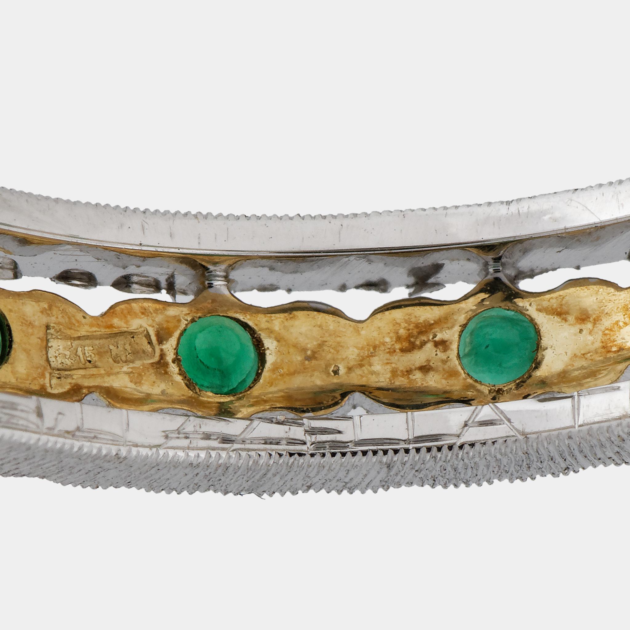 Women's Mario Buccellati 18 Karat Yellow and White Gold Emerald Ring