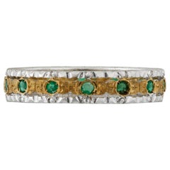 Mario Buccellati 18 Karat Yellow and White Gold Emerald Ring