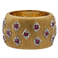 Mario Buccellati 18 Karat Yellow and White Gold Ruby Ring