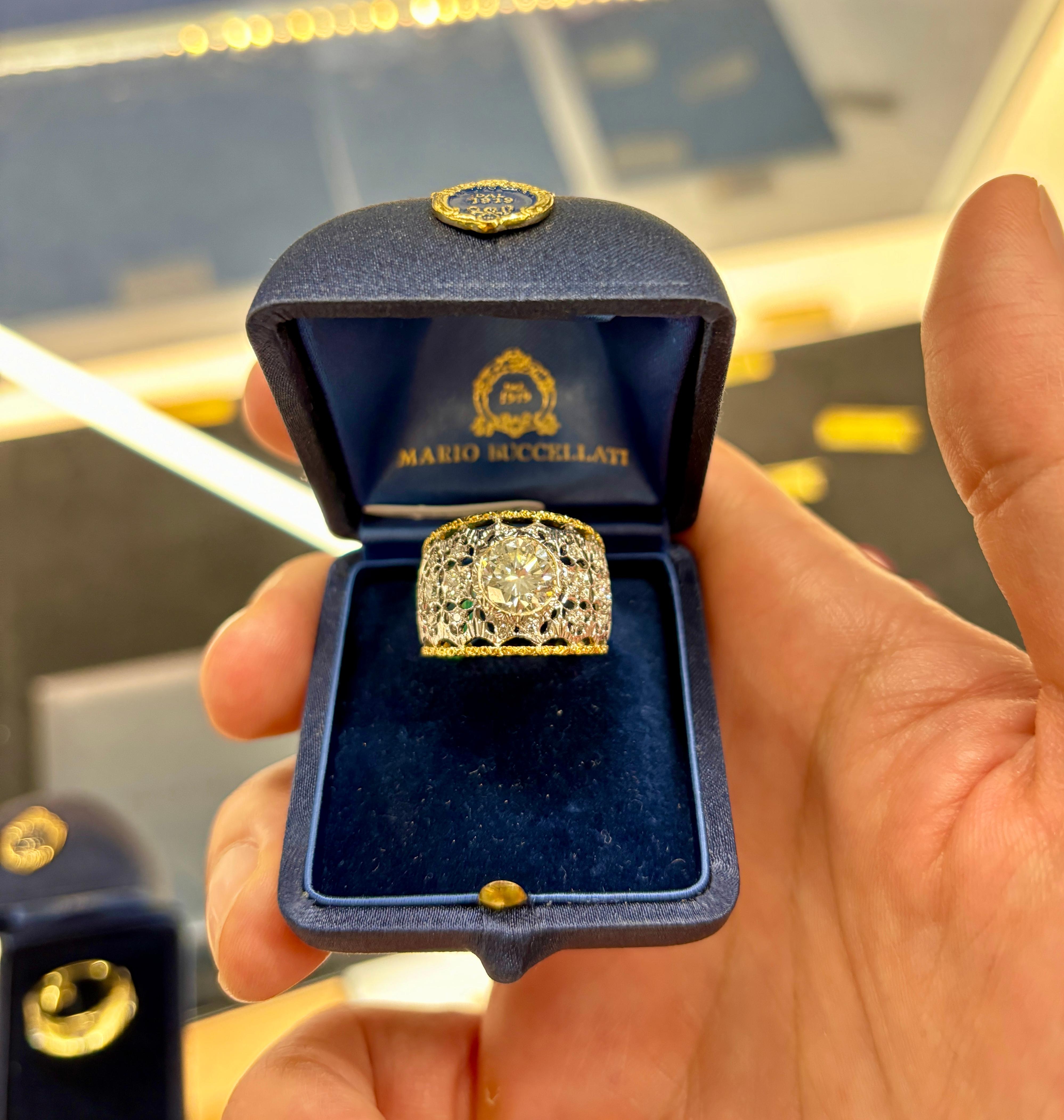 Mario Buccellati, bague jonc en or et diamants 1,88 carat en vente 14