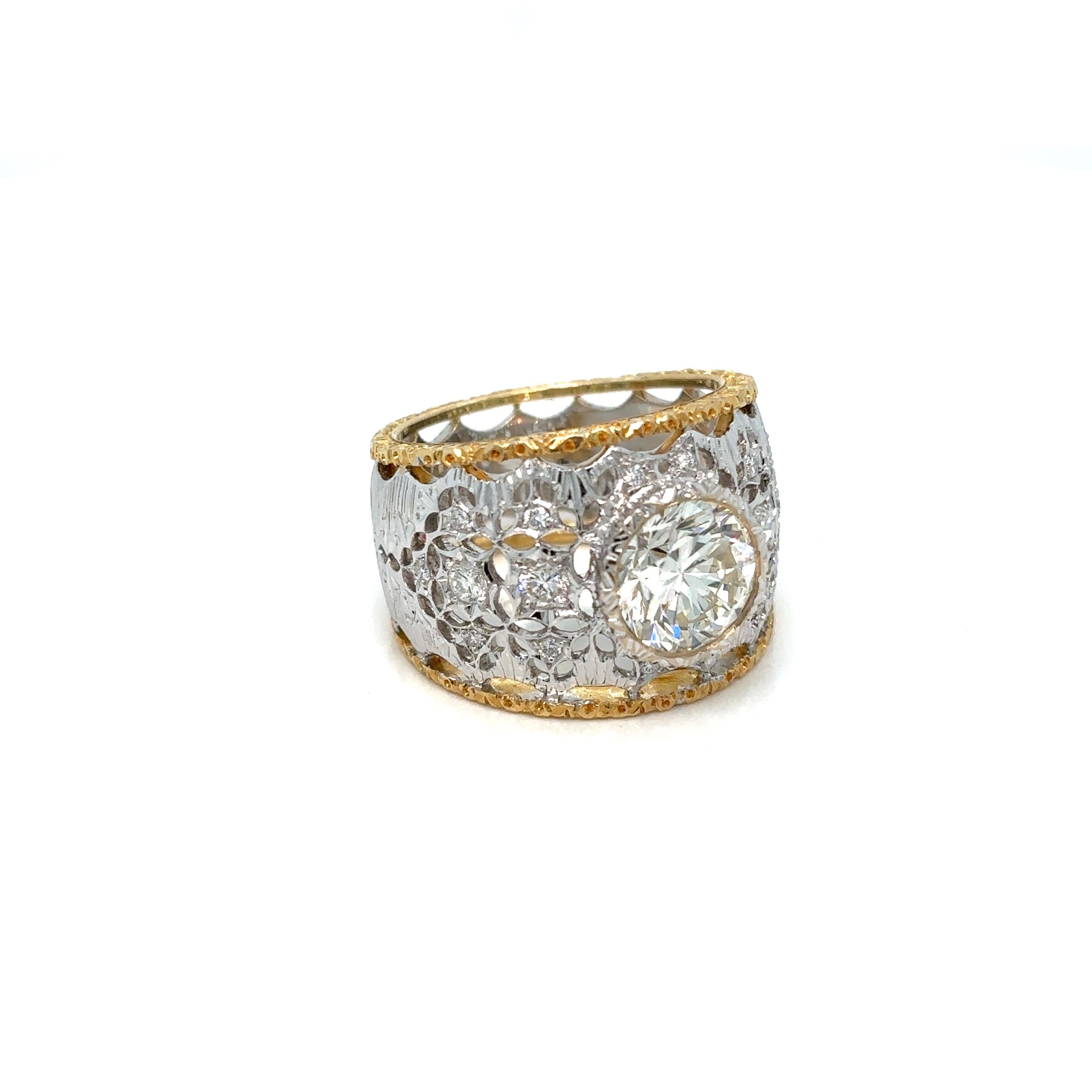 Indulge in the timeless elegance of this Mario Buccellati Diamond 18k White Gold Ramage Band. Meticulously crafted, this band is a testament to Buccellati's legacy of creating exceptional jewelry that seamlessly blends sophistication with a touch of