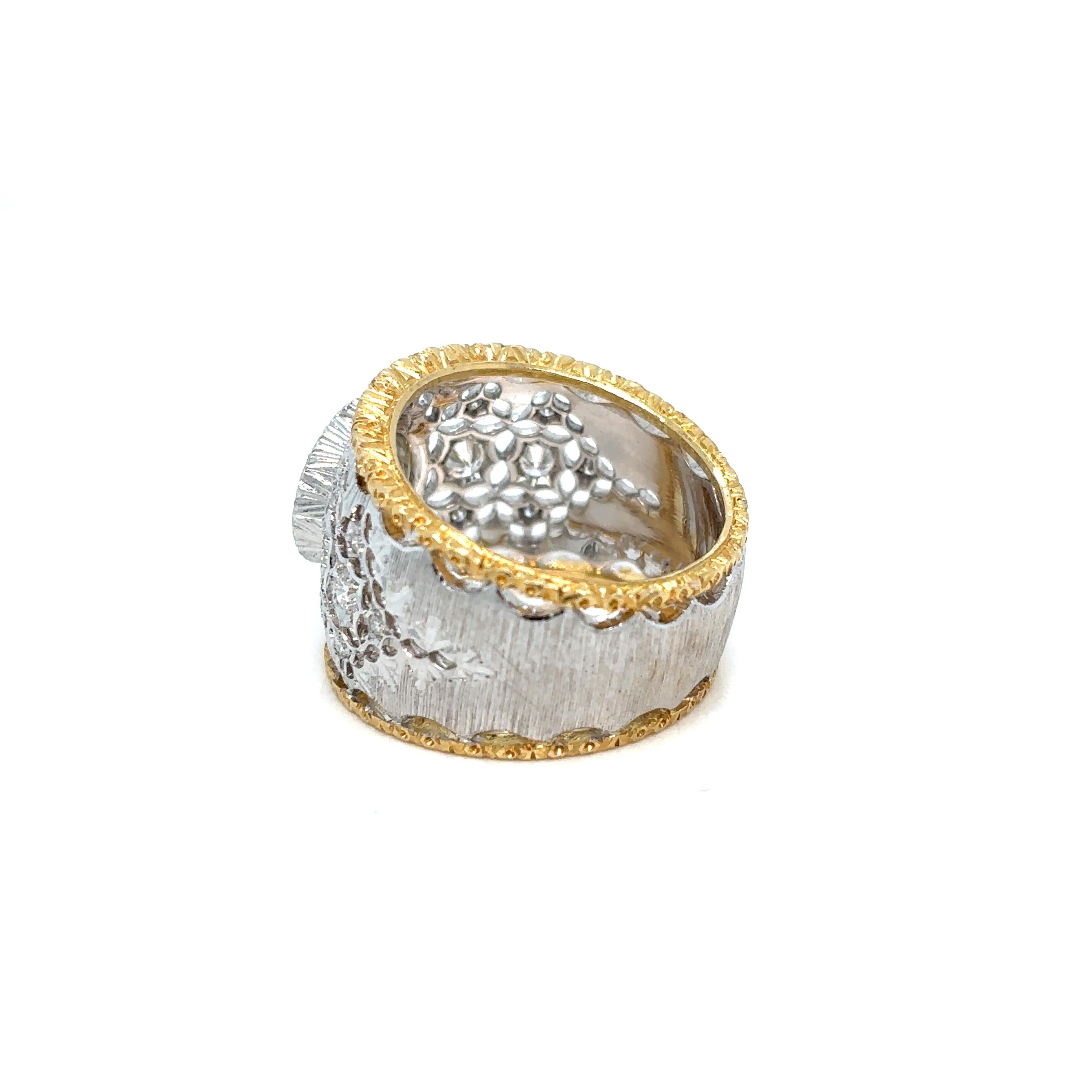 Round Cut Mario Buccellati 1.88 Carat Diamond Gold Band Ring For Sale