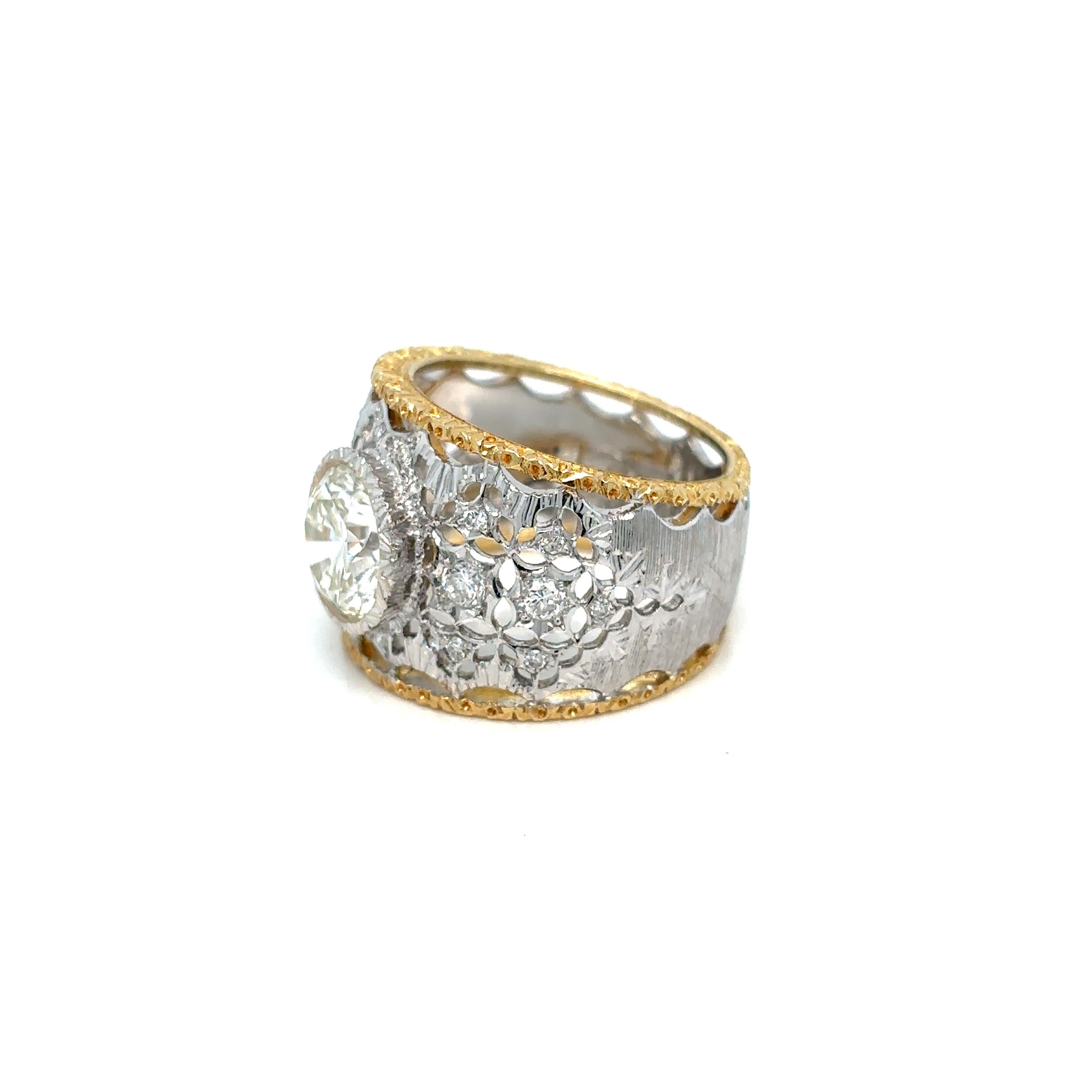 Mario Buccellati, bague jonc en or et diamants 1,88 carat en vente 2