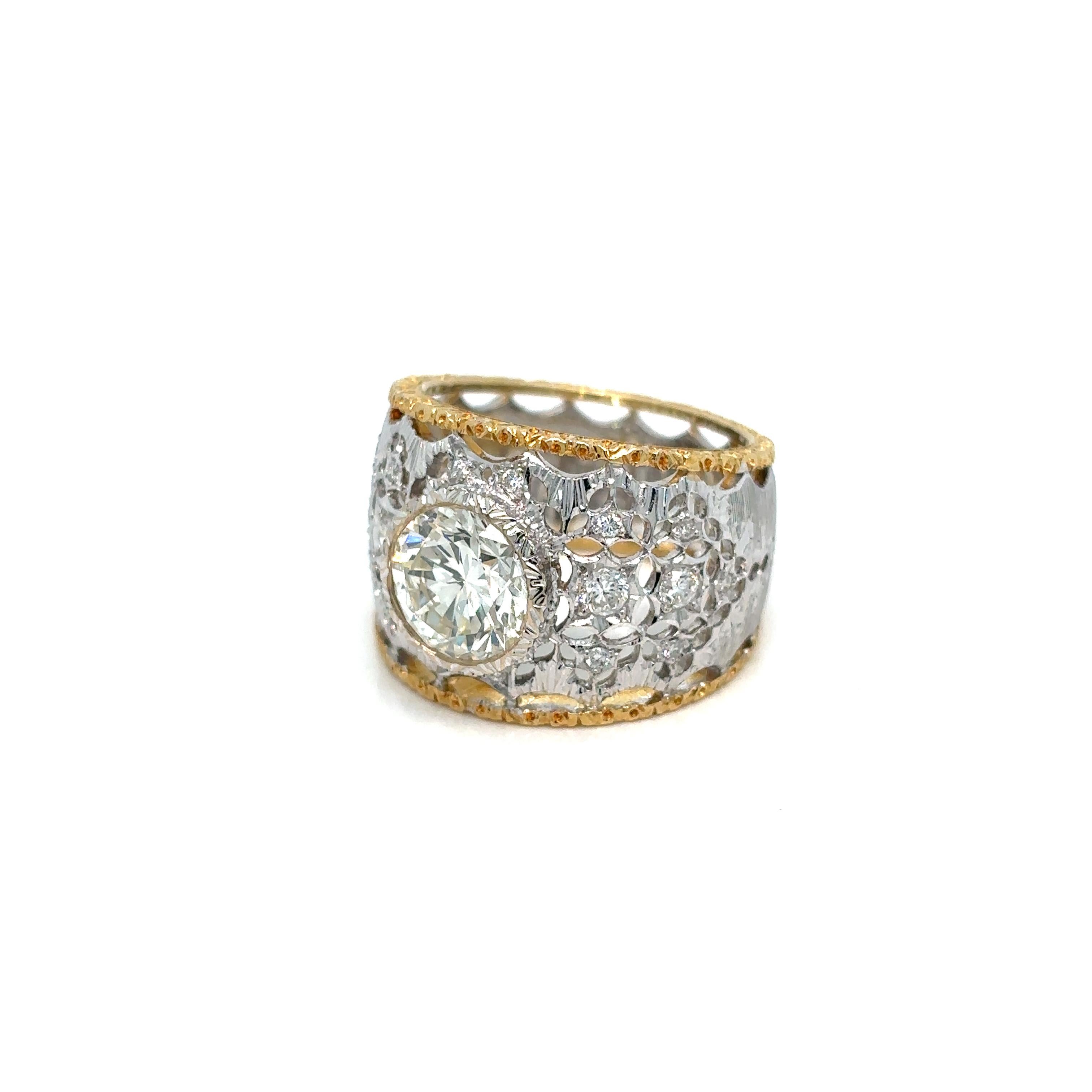 Women's or Men's Mario Buccellati 1.88 Carat Diamond Gold Band Ring For Sale