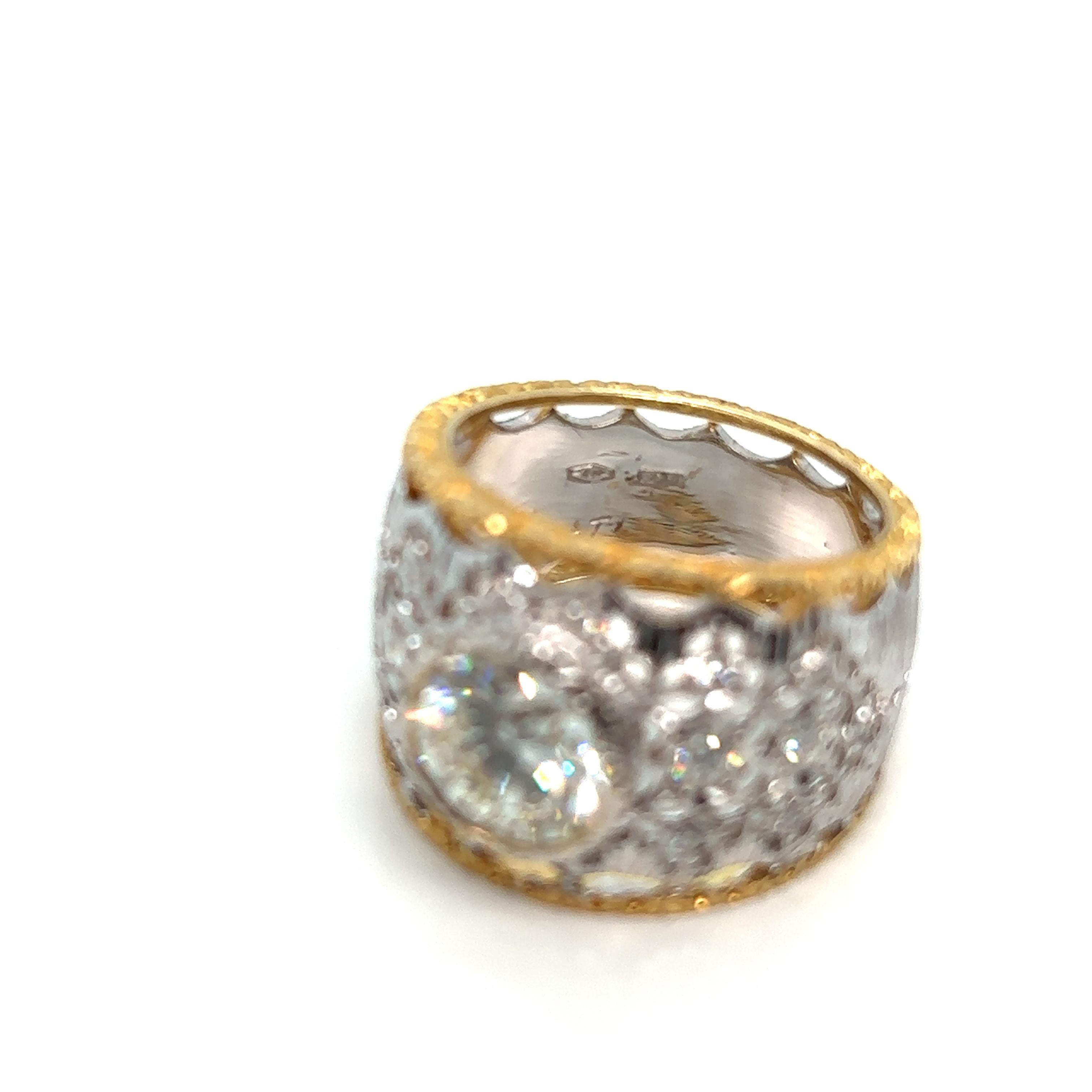 Mario Buccellati 1.88 Carat Diamond Gold Band Ring For Sale 1