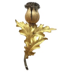 Vintage Mario Buccellati 18k Gold Thistle Brooch