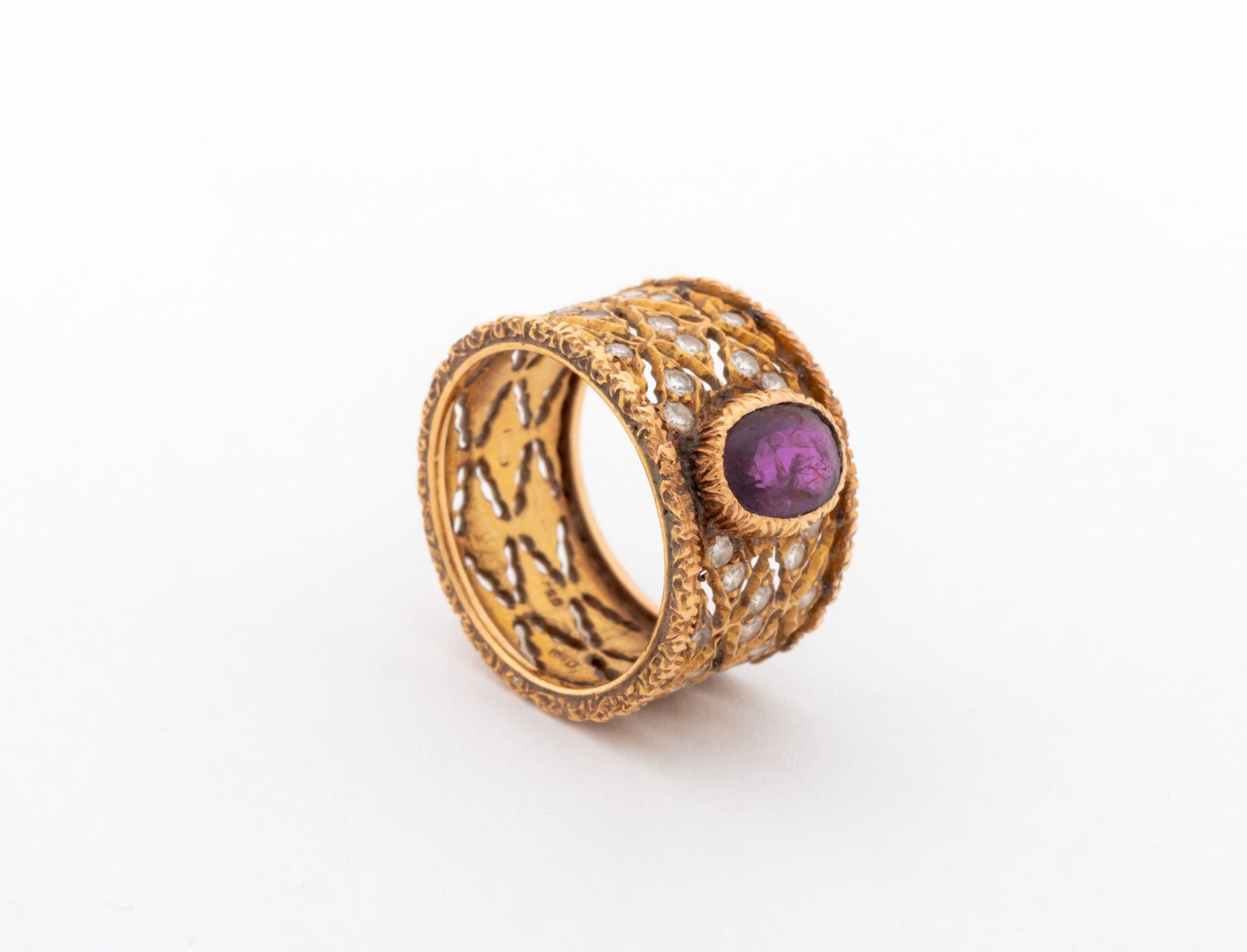 Mario Buccellati 18K Rubin-Diamant-Ring (Moderne) im Angebot