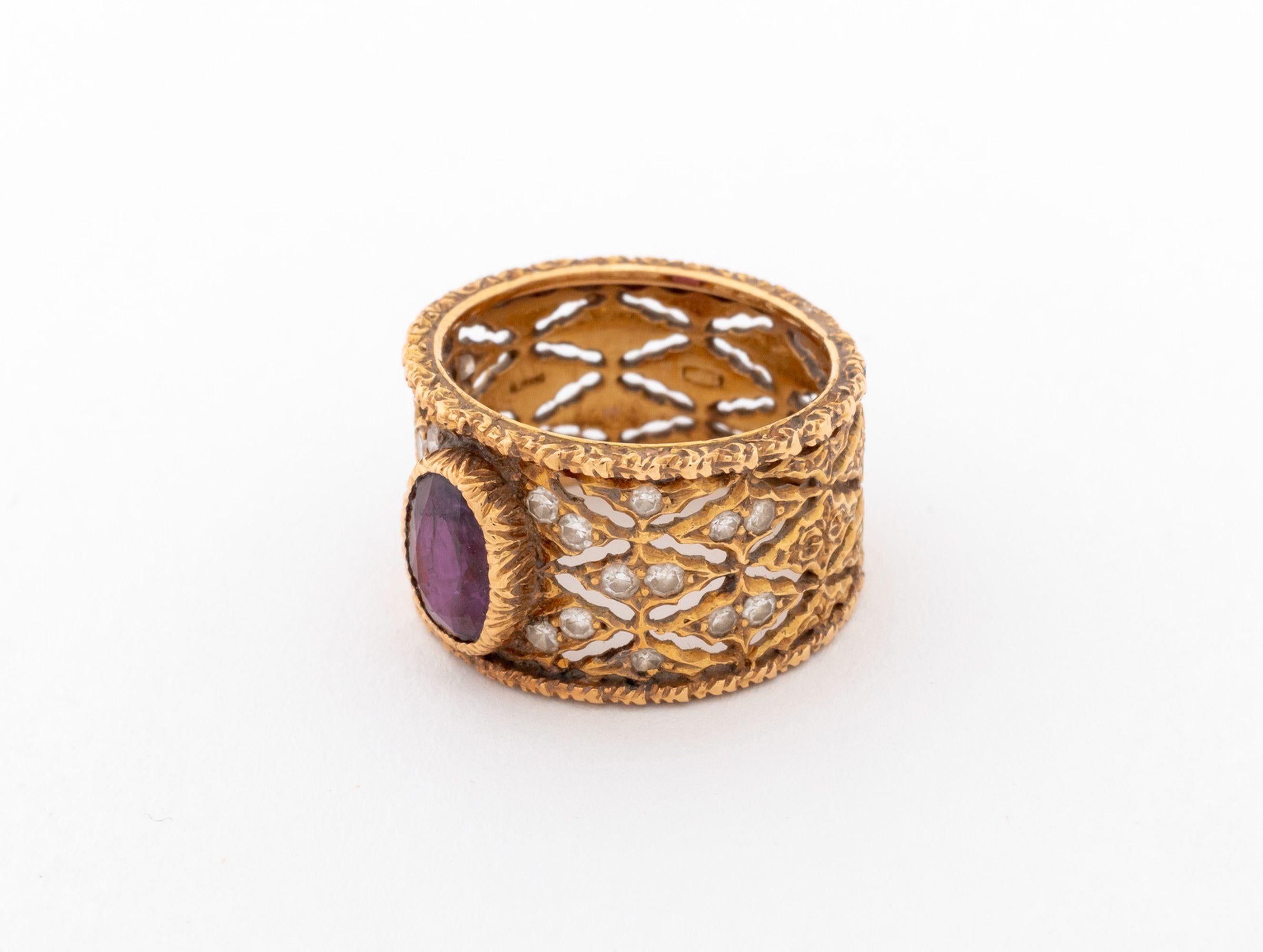 Mario Buccellati 18K Rubin-Diamant-Ring im Zustand „Gut“ im Angebot in Queens, NY