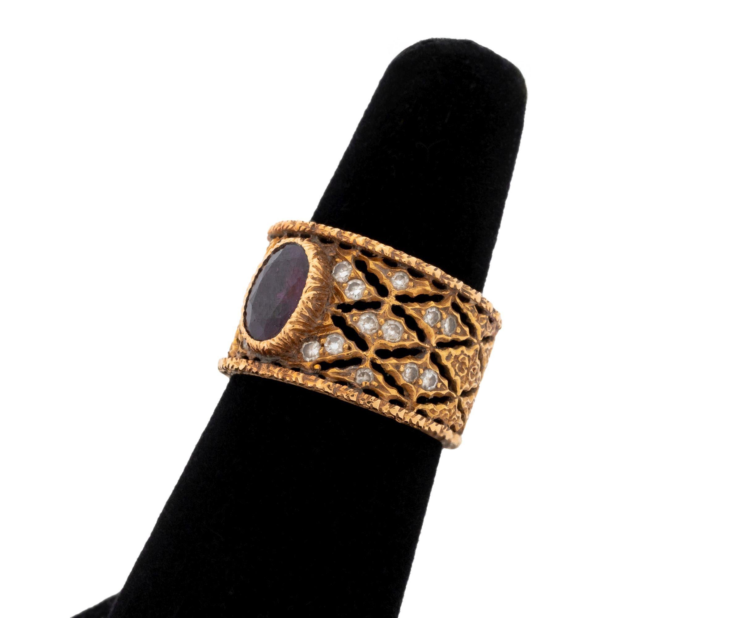 Mario Buccellati 18K Rubin-Diamant-Ring im Angebot 2