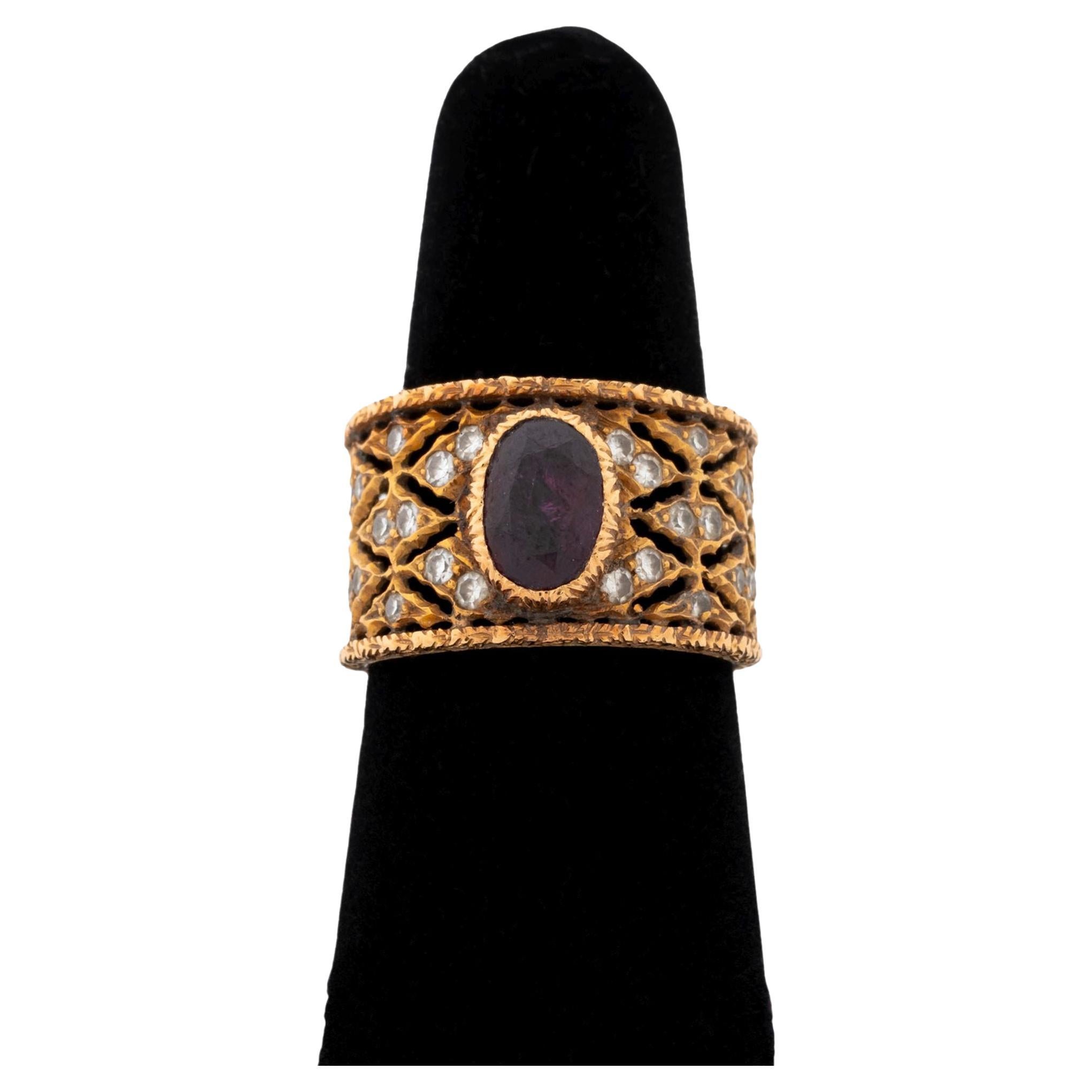 Mario Buccellati 18K Rubin-Diamant-Ring im Angebot