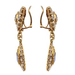 Mario Buccellati 18 Karat White and Yellow Gold Diamond and Sapphire Earrings