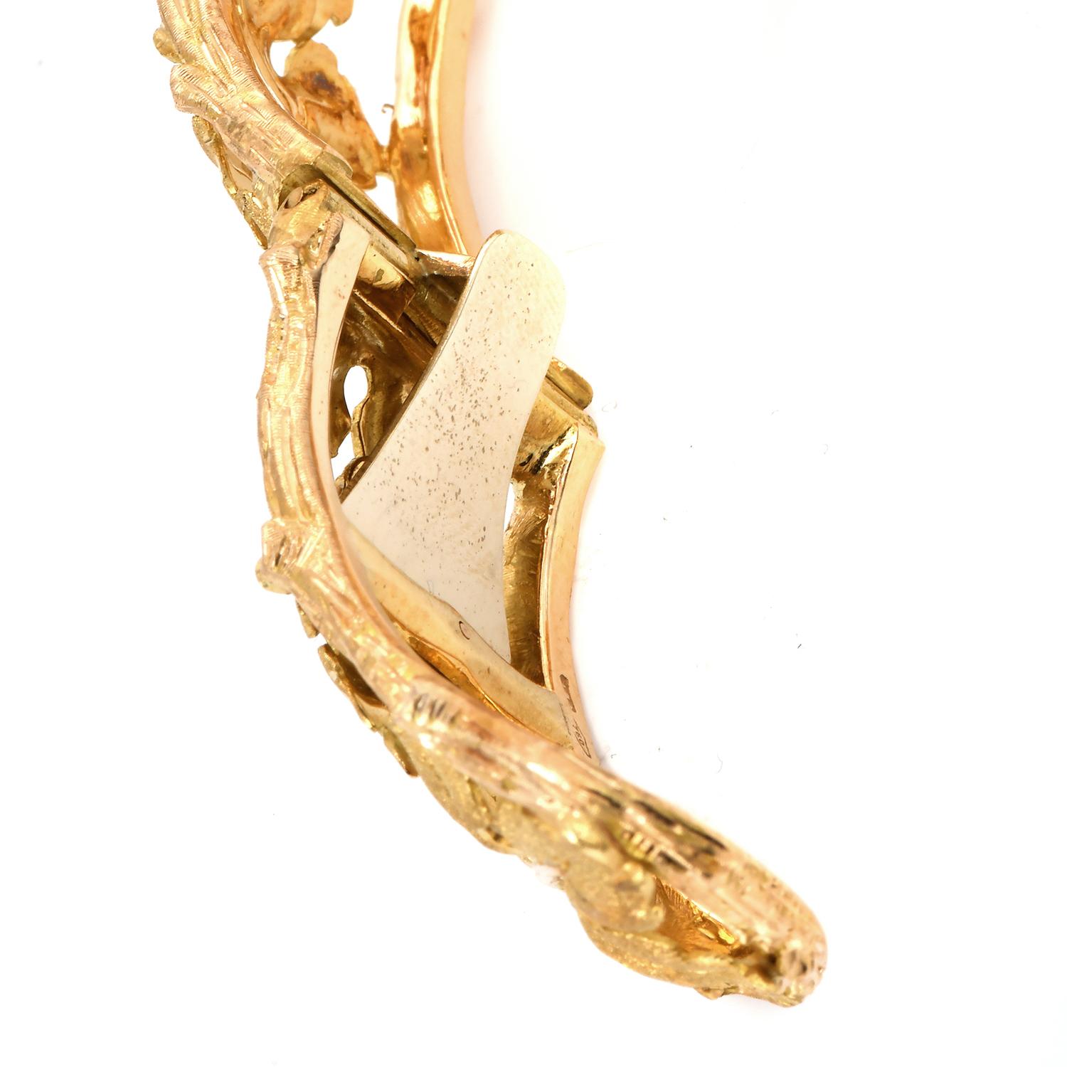 Women's or Men's Mario Buccellati 18K Yellow Gold Maple Leaf Cuff Bracelet