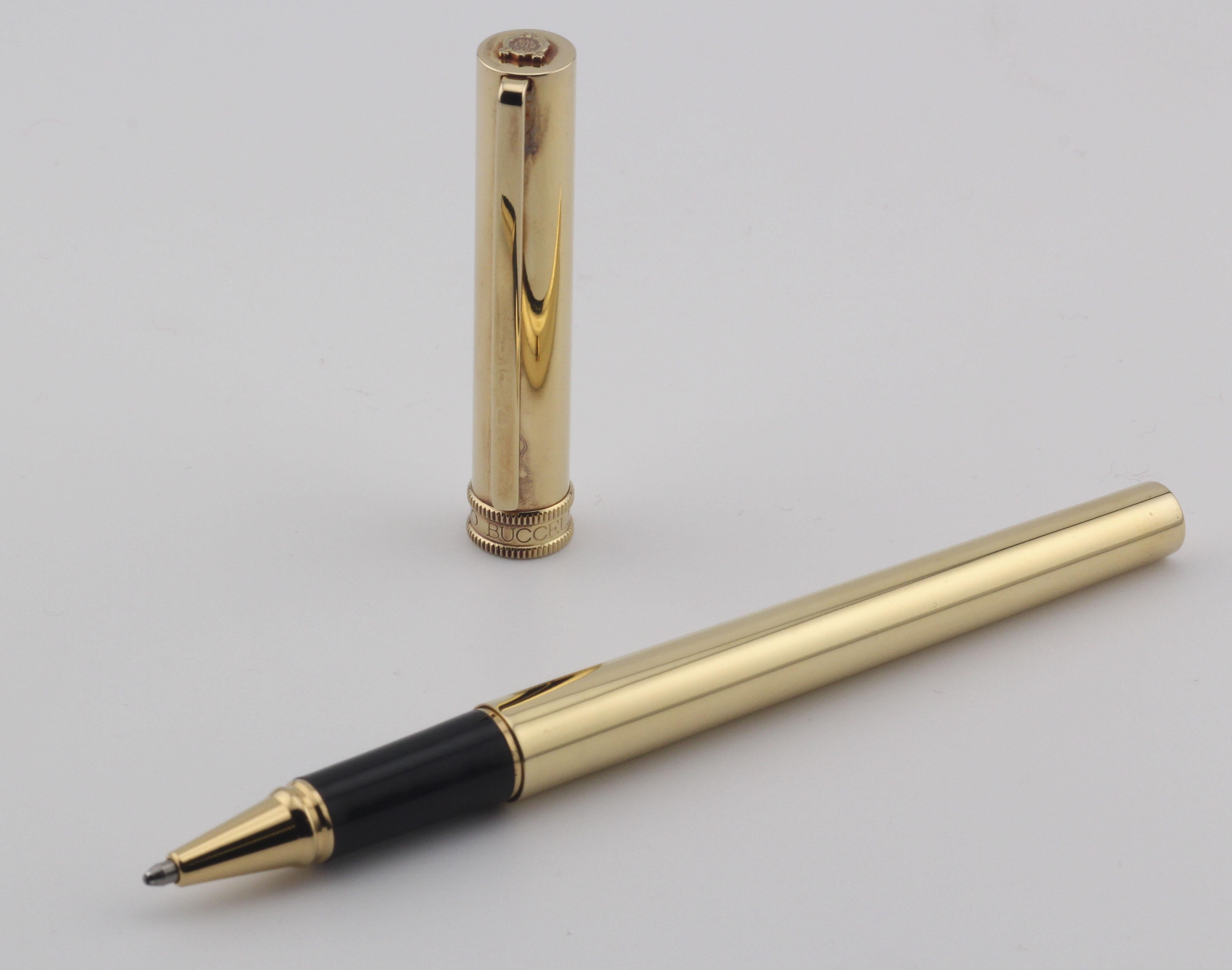 Women's or Men's Mario Buccellati 18K Yellow Gold Roller Ball Pen with Box