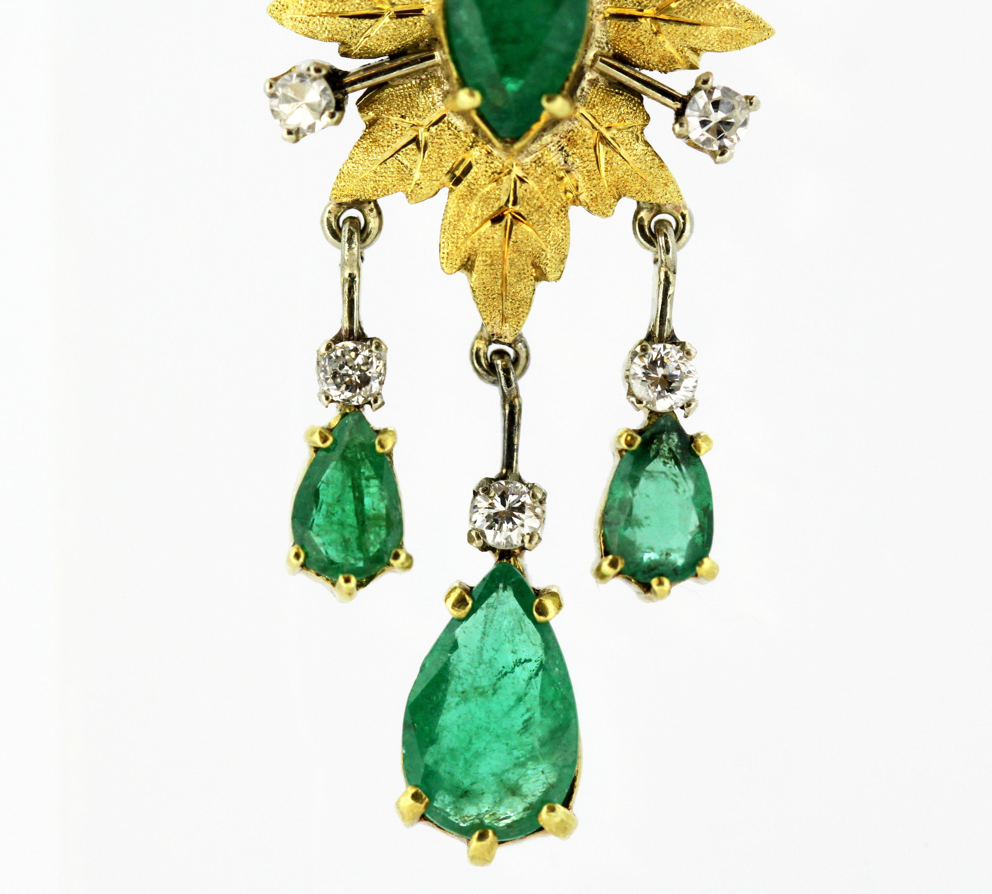Mario Buccellati 18 Karat Gold Clip-On Earrings with Emeralds and Diamonds 4