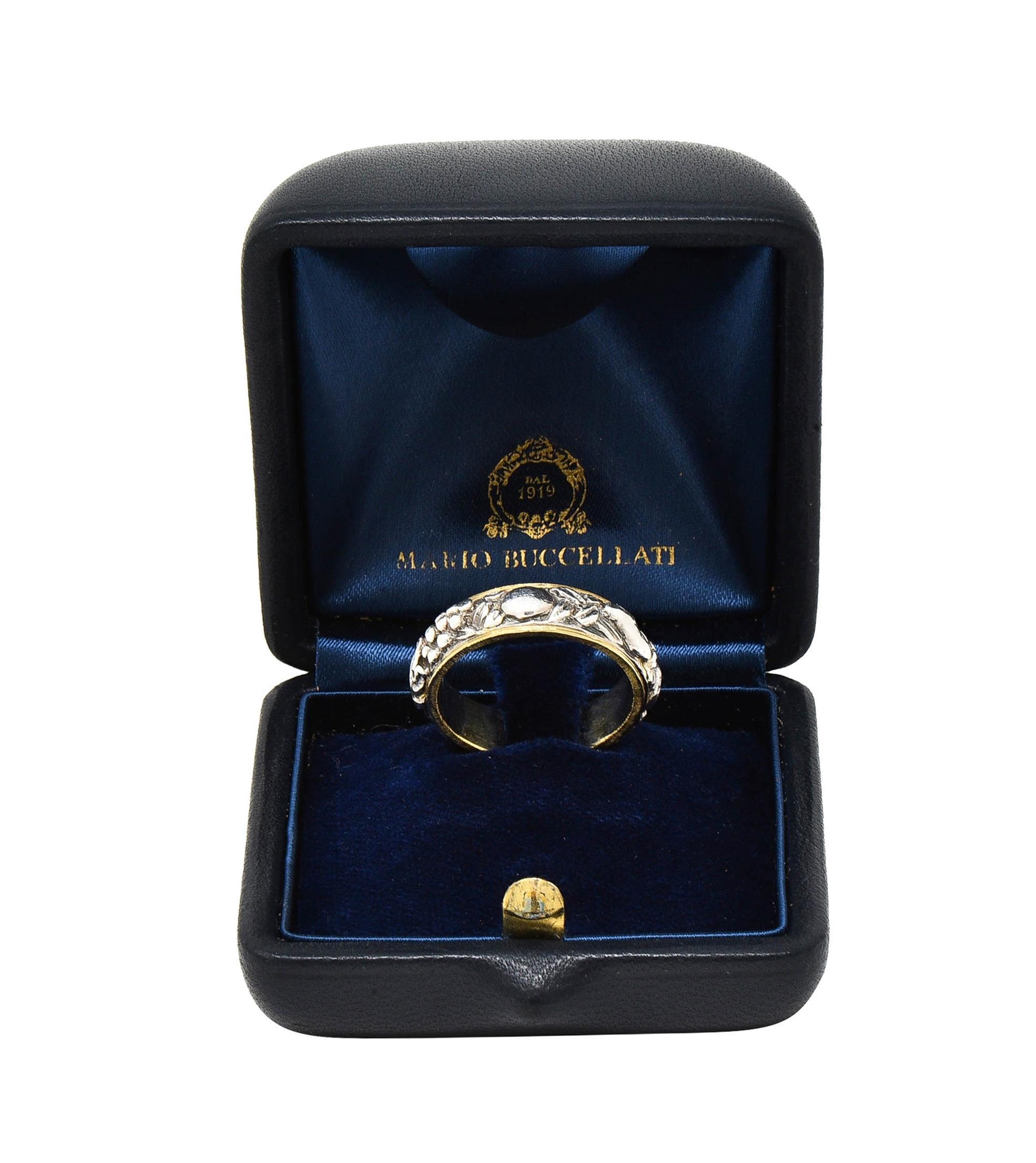 Mario Buccellati 1950's 18K Gold Silver Brunito Fruit Vintage Eternity Band Ring 10