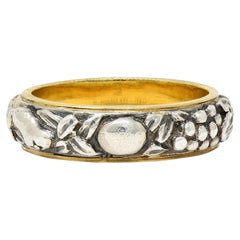 Mario Buccellati 1950's 18K Gold Silver Brunito Fruit Vintage Eternity Band Ring
