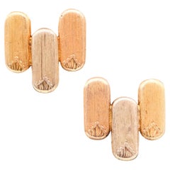 MARIO BUCCELLATI 1965 Three Tones Clips-On Earrings In Solid Incised 18Kt Gold