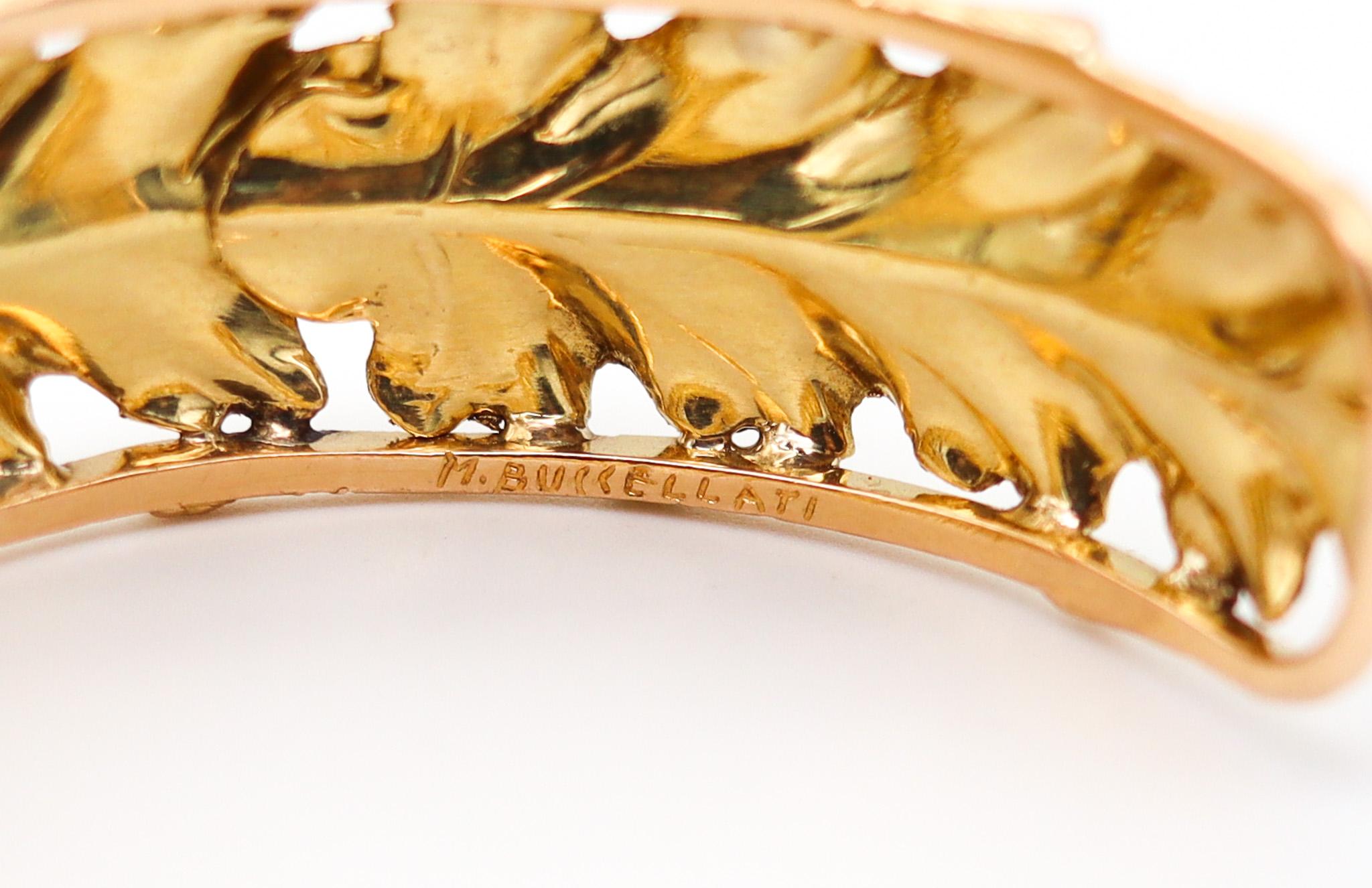 Mario Buccellati 1970 Milano Bracelet with Organic Leaves Motifs in 18k Gold In Excellent Condition For Sale In Miami, FL