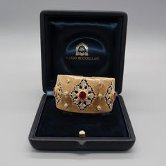Mario Buccellati 1980 Rubies and Diamonds Cuff Bracelet