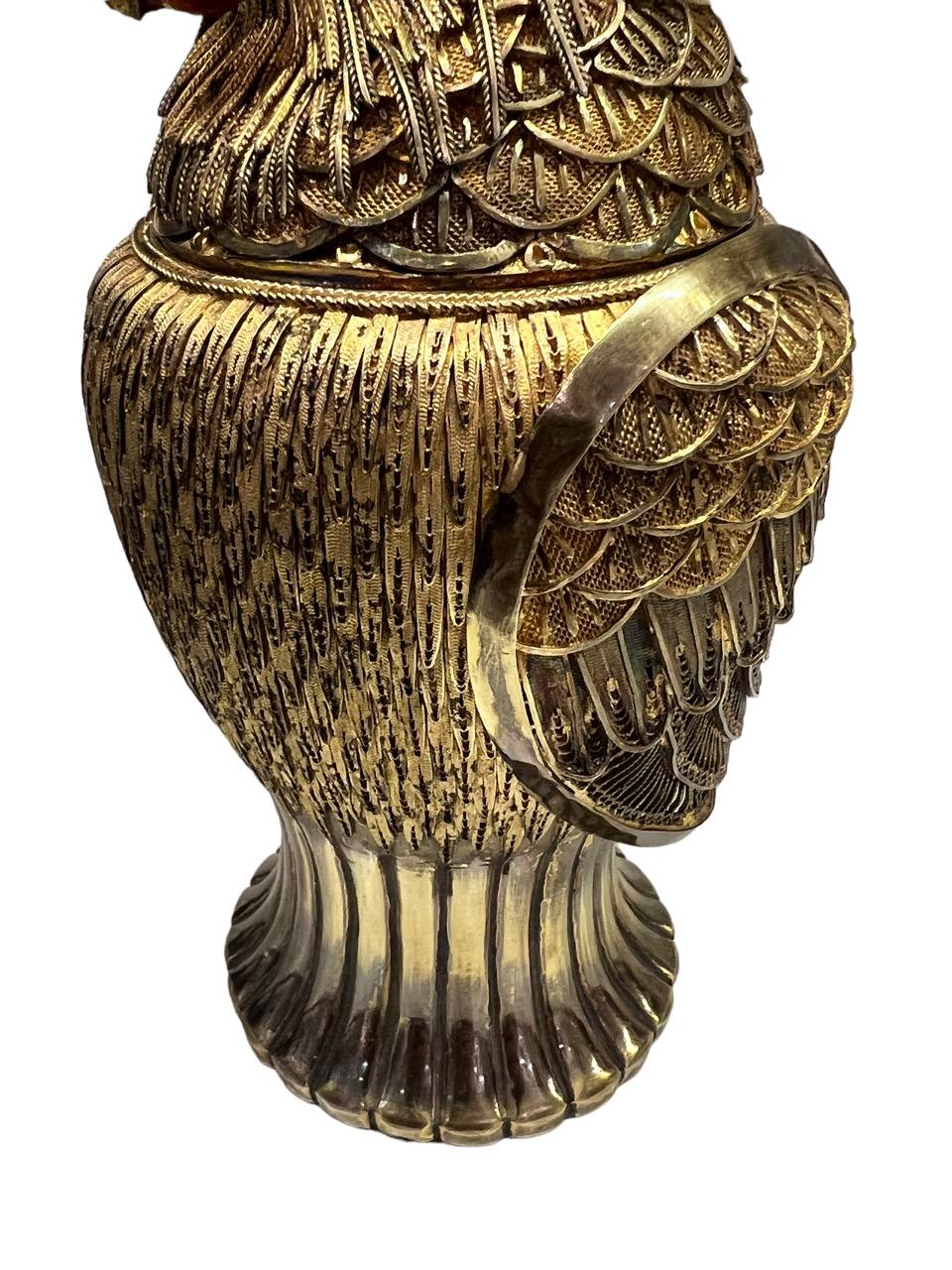 Pot en argent doré et émaillé représentant un perroquet, Mario Buccellati, 20e siècle 6