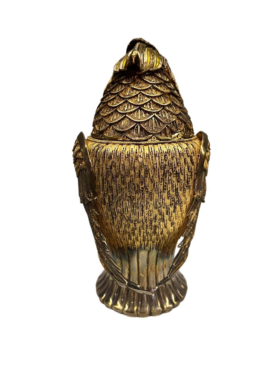 Pot en argent doré et émaillé représentant un perroquet, Mario Buccellati, 20e siècle 12