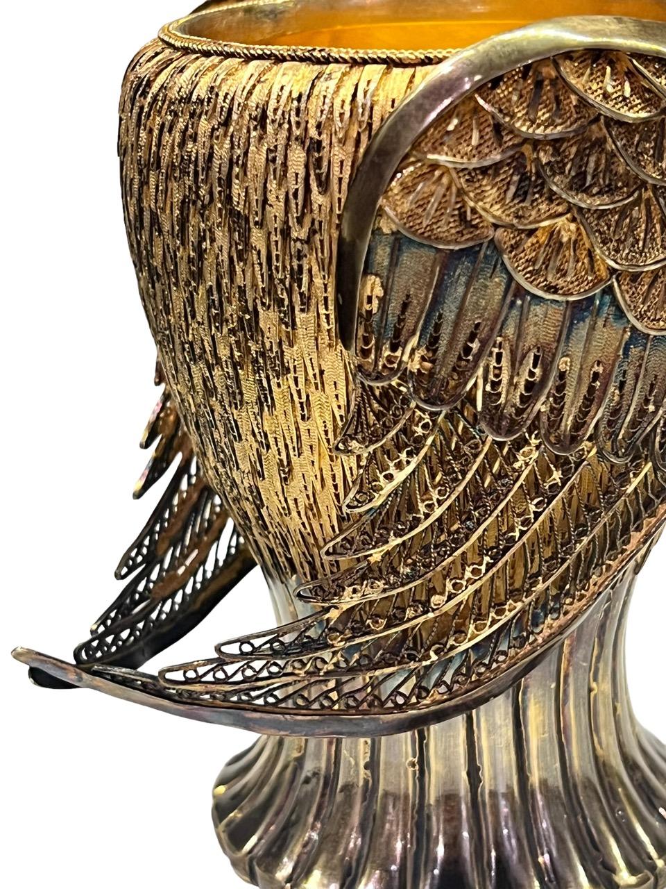 Pot en argent doré et émaillé représentant un perroquet, Mario Buccellati, 20e siècle 1