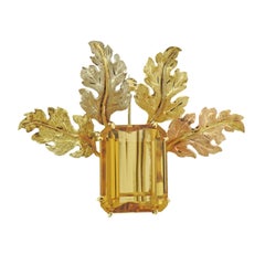 Mario Buccellati 33 Carat Citrine Gold Leaf Brooch