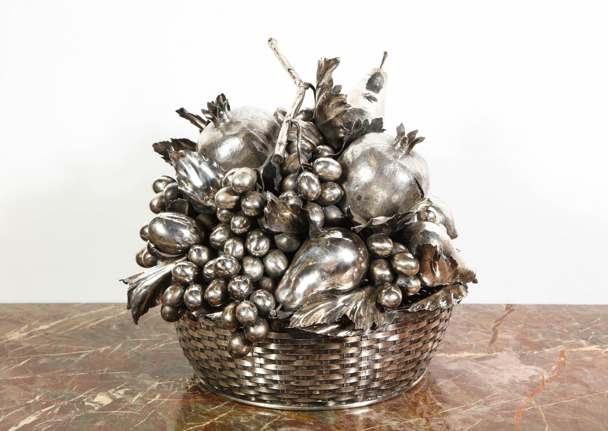 Mario Buccellati, a Large Italian Silver Fruit Basket Centerpiece 13