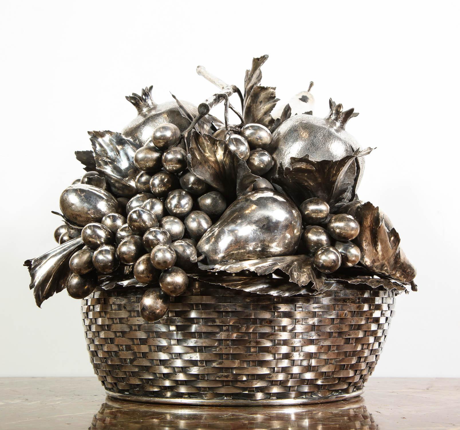 Mario Buccellati, a Large Italian Silver Fruit Basket Centerpiece 14