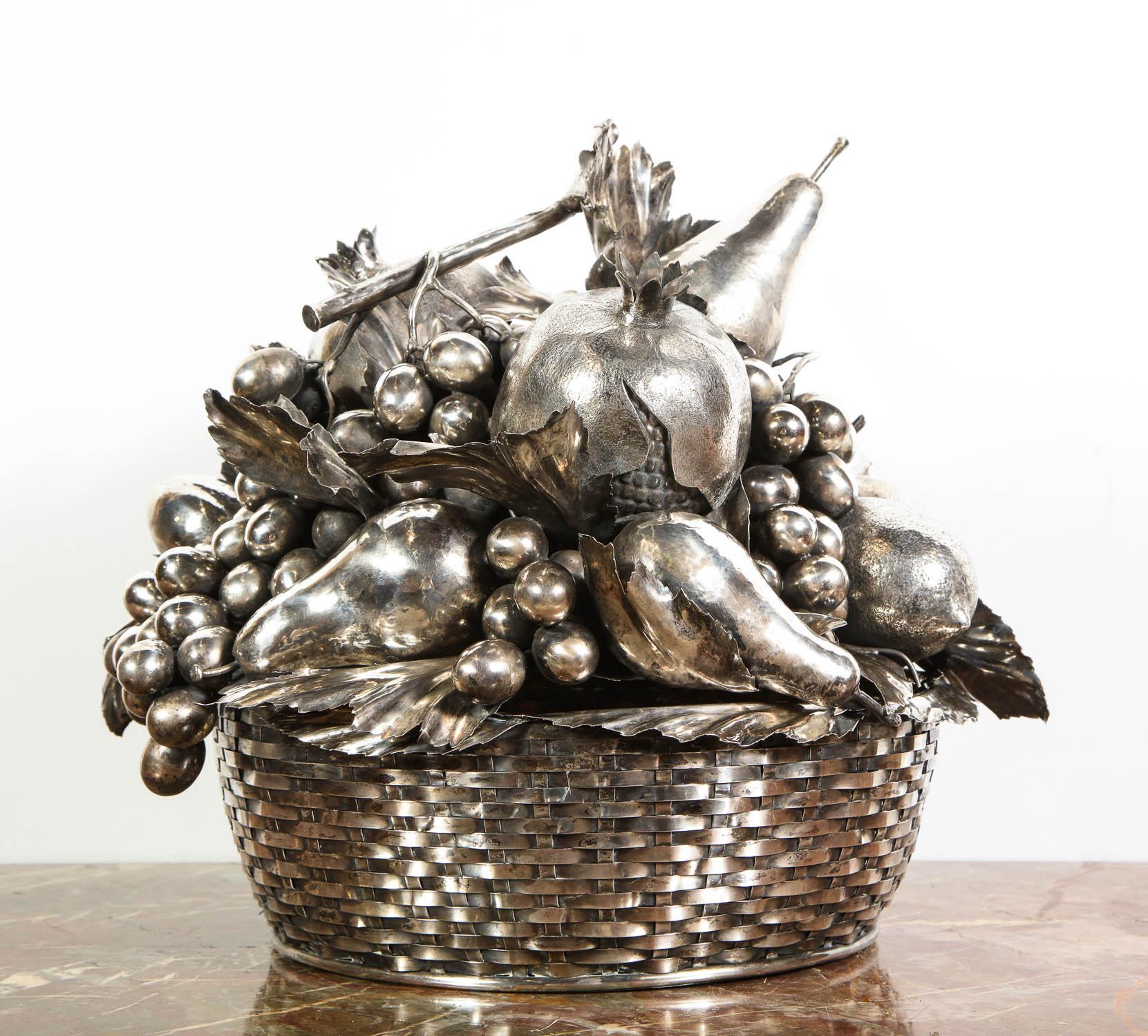 Mario Buccellati, a Large Italian Silver Fruit Basket Centerpiece 15