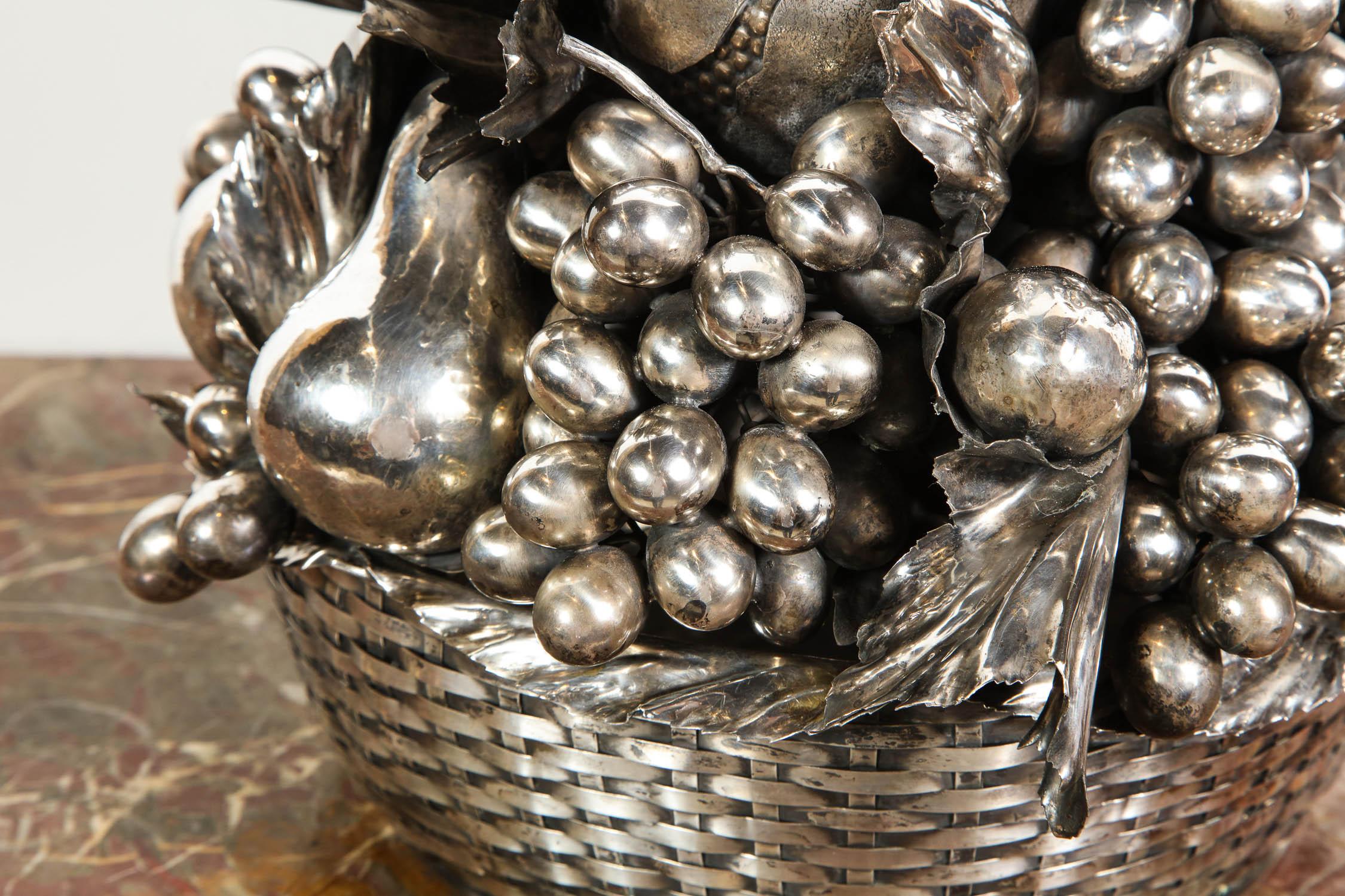 Mario Buccellati, a Large Italian Silver Fruit Basket Centerpiece 2