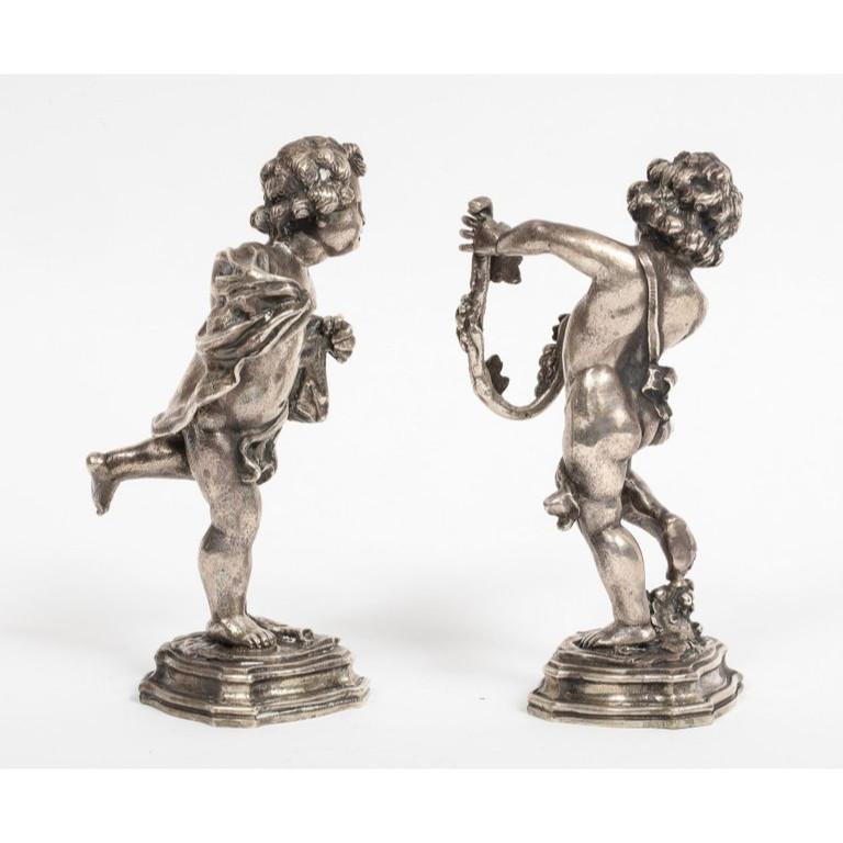 Women's or Men's Mario Buccellati, a Pair of Sterling Silver Figures of Playful Children Cherubs