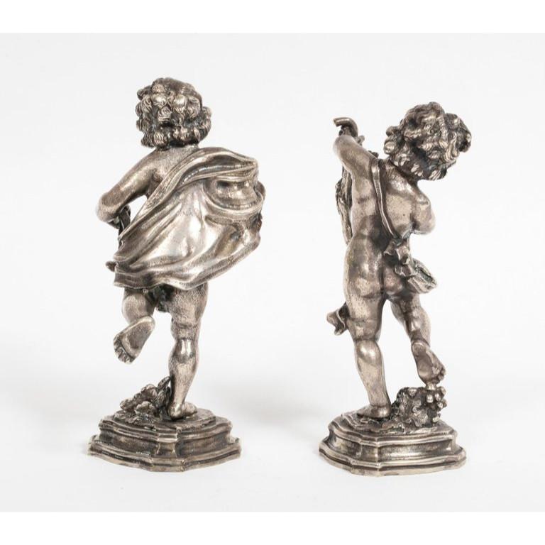 Mario Buccellati, a Pair of Sterling Silver Figures of Playful Children Cherubs 1