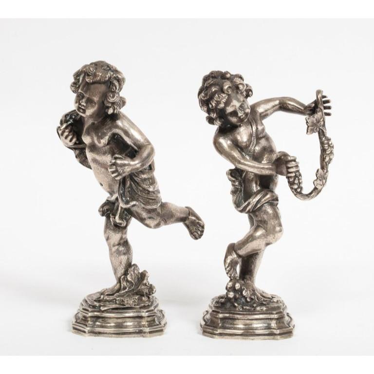 Mario Buccellati, a Pair of Sterling Silver Figures of Playful Children Cherubs 3