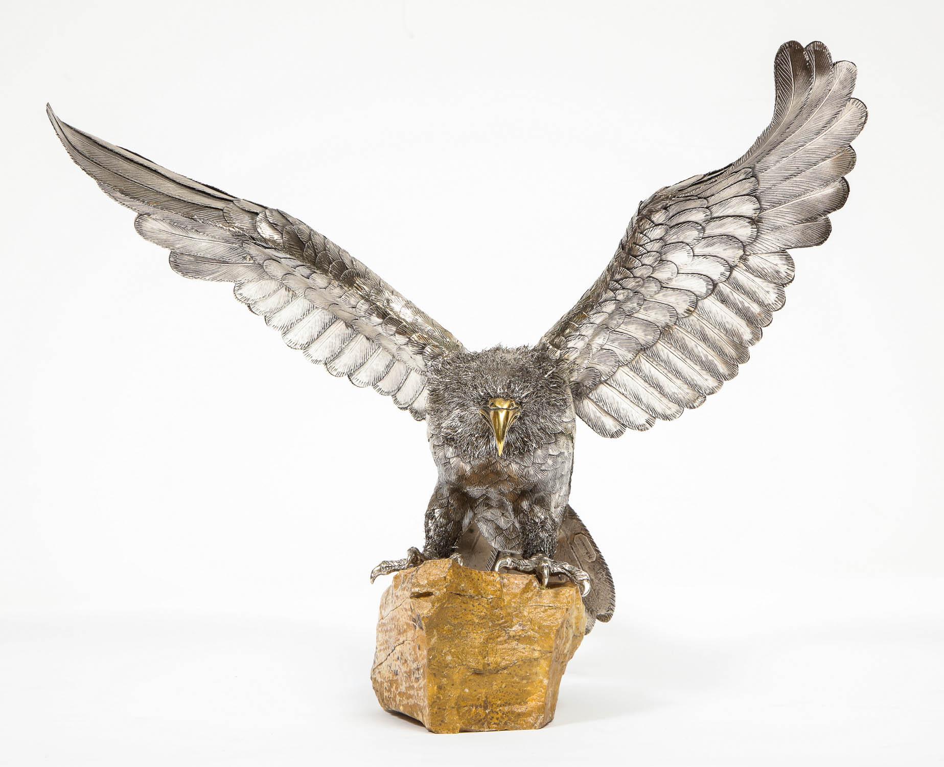 Mario Buccellati, a Rare and Exceptional Italian Silver Eagle on Rock In Good Condition In New York, NY
