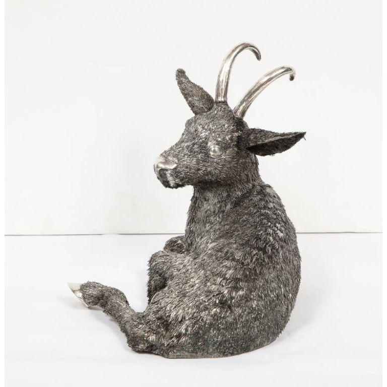 Mario Buccellati, a Rare and Exceptional Italian Silver Goat For Sale 5