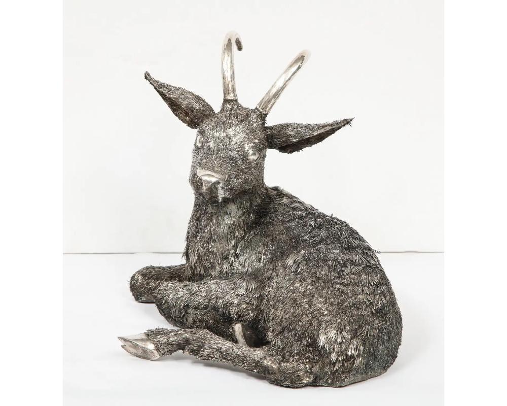 Mario Buccellati, a Rare and Exceptional Italian Silver Goat For Sale 8