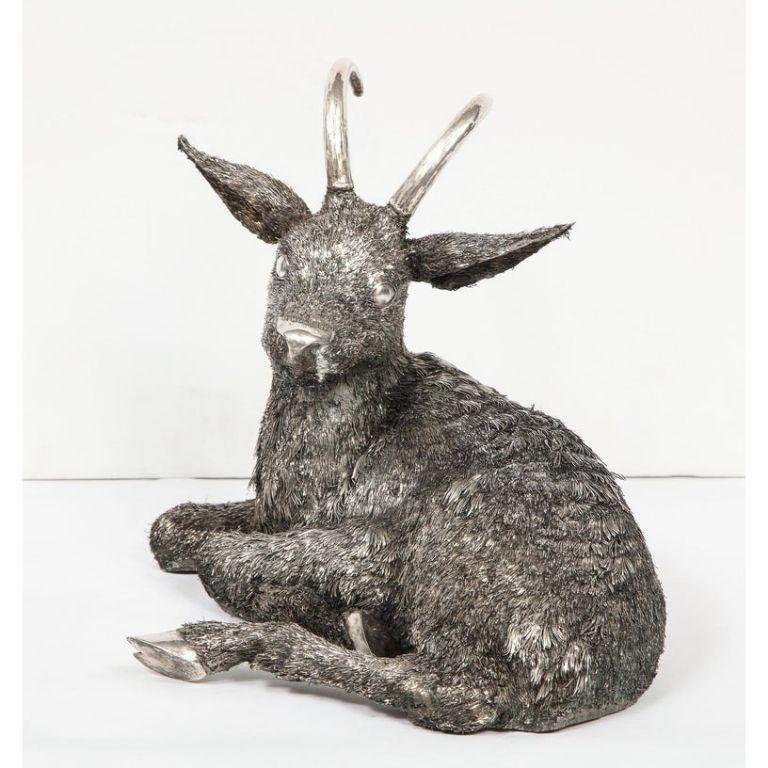 Mario Buccellati, a Rare and Exceptional Italian Silver Goat For Sale 7
