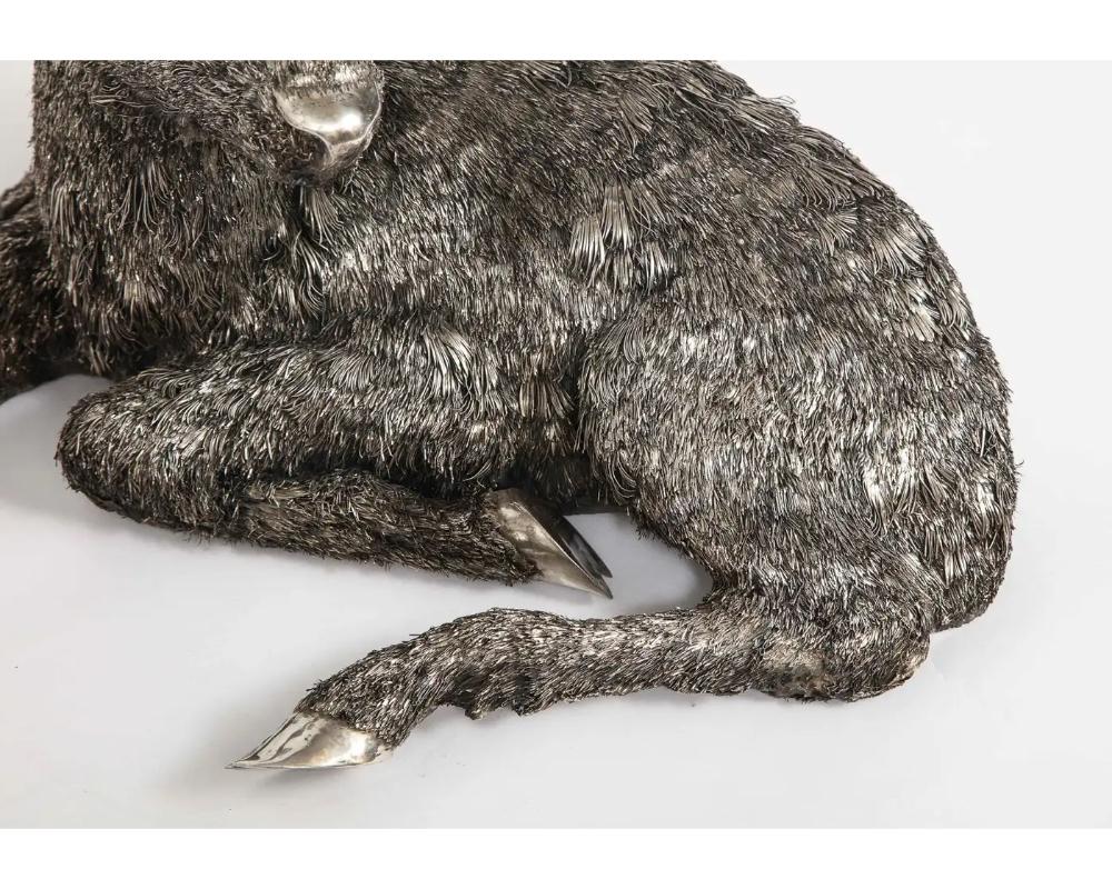 Mario Buccellati, a Rare and Exceptional Italian Silver Goat For Sale 9