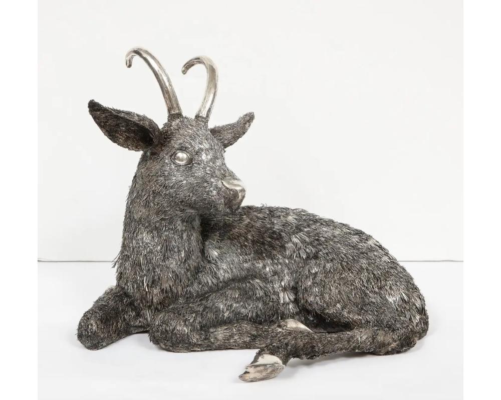 Mario Buccellati, a rare and exceptional Italian silver goat
circa 1940.

Made in Milan Italy. 

Very fine quality and workmanship and very large in size.

Measures: 12