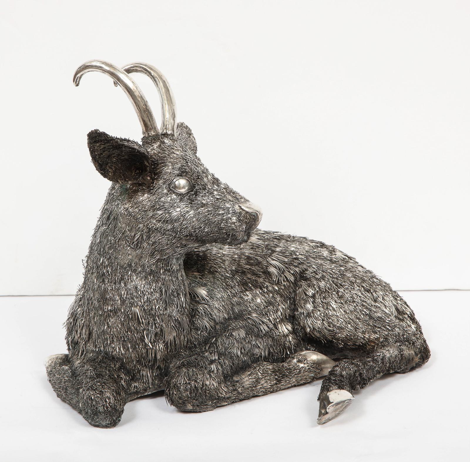 Mario Buccellati, a Rare and Exceptional Italian Silver Goat In Good Condition In New York, NY