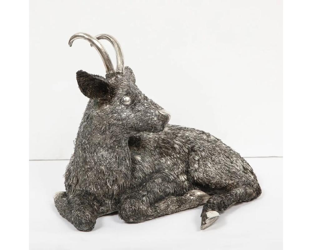 Mario Buccellati, a Rare and Exceptional Italian Silver Goat In Good Condition For Sale In New York, NY