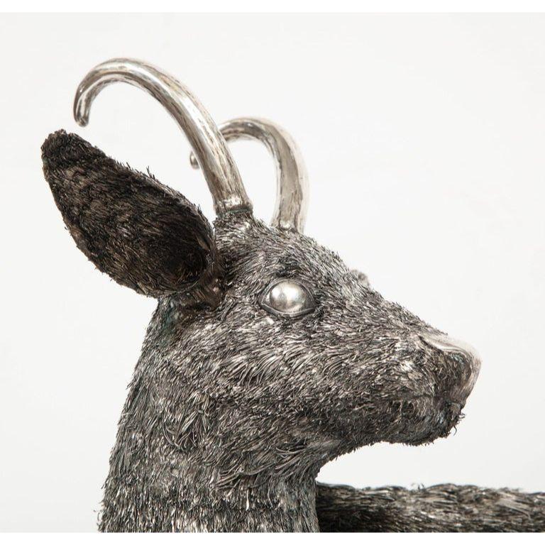 Women's or Men's Mario Buccellati, a Rare and Exceptional Italian Silver Goat For Sale
