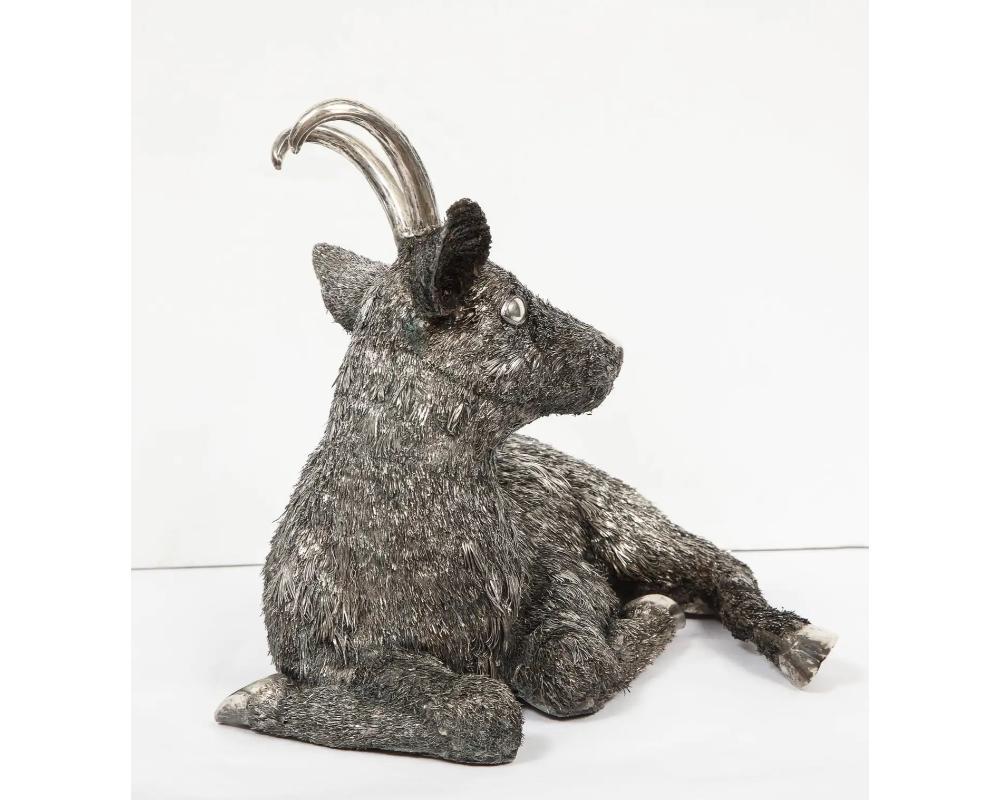 Mario Buccellati, a Rare and Exceptional Italian Silver Goat For Sale 2